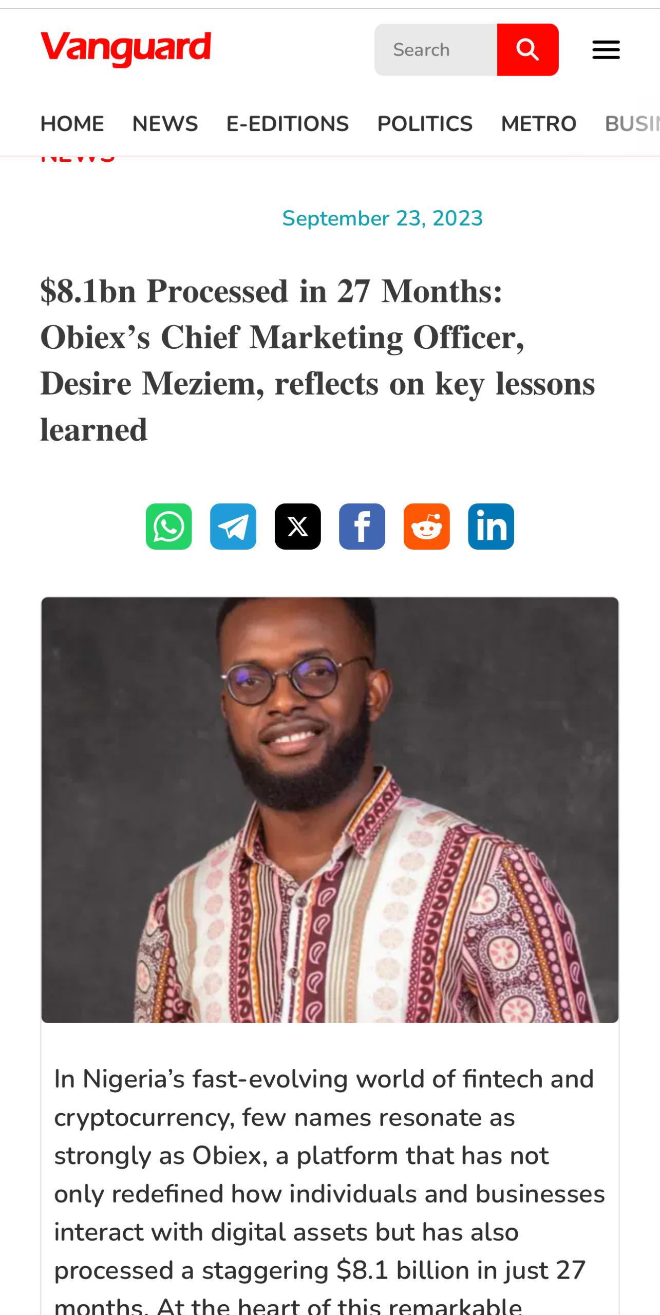 Vanguard News Feature Mention
