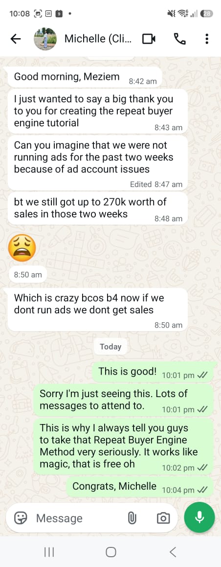 Michelle Repeat Buyer Engine Result