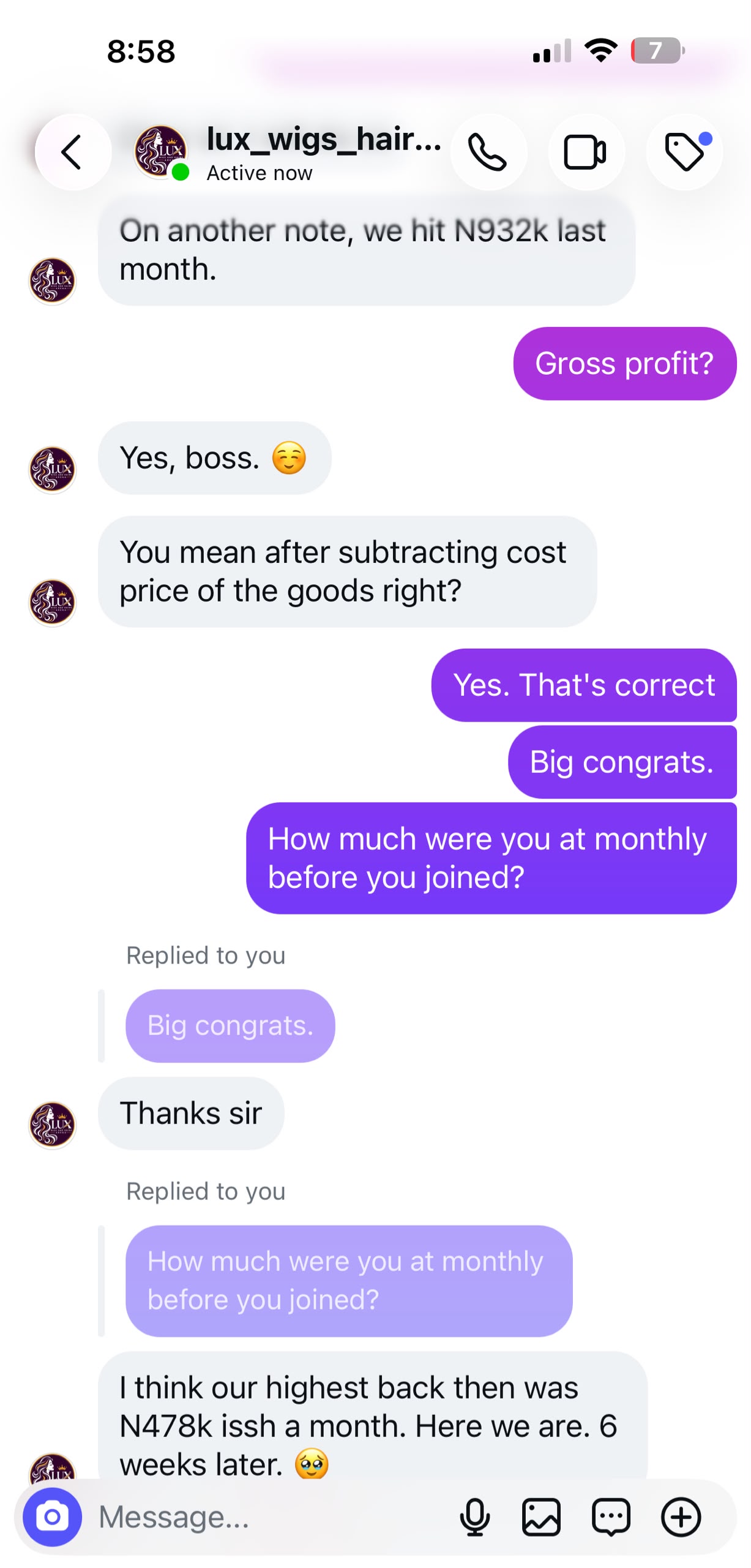 Tife Testimonial Screenshot: ₦478k to ₦932k